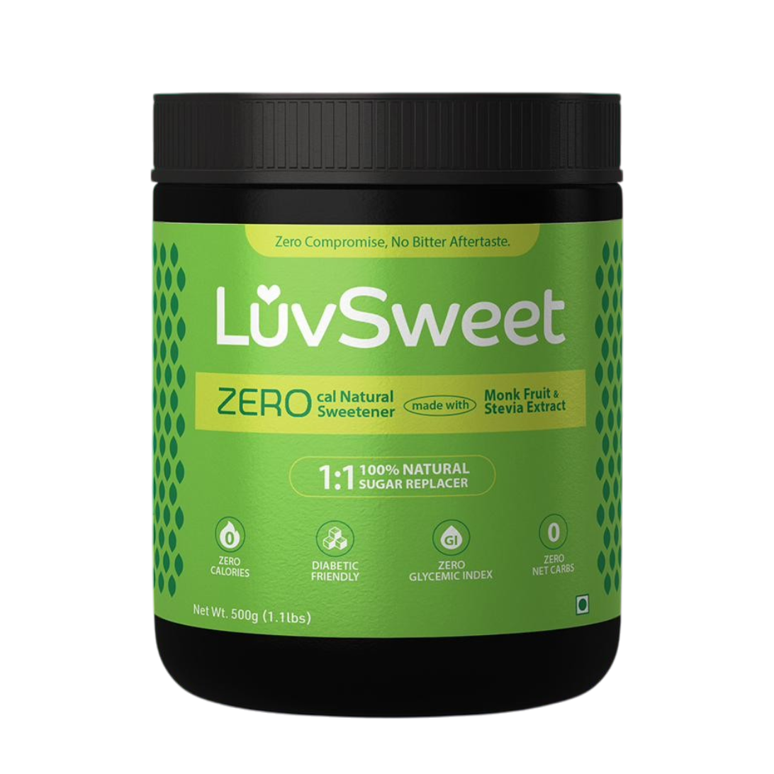 LuvSweet natural zero calorie sweetener jar
